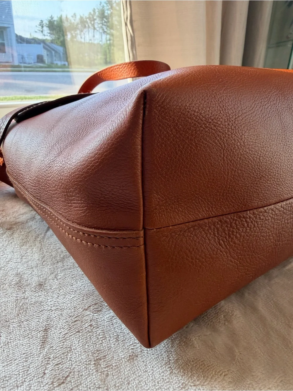 Madewell The Transport Satchel English Saddle Pebbled Leather Crossbody Bag